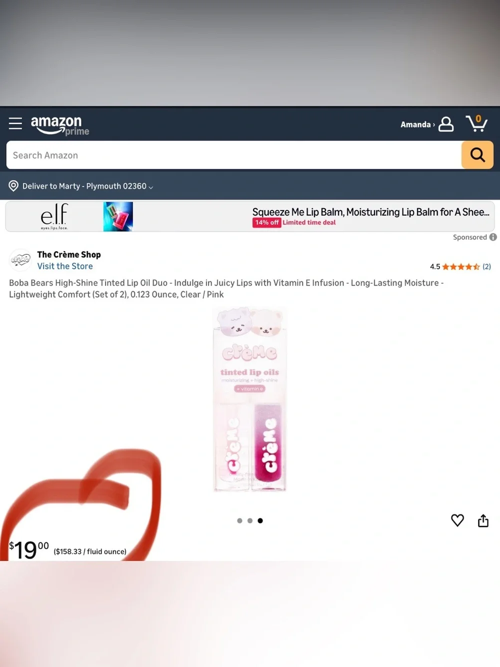 The Crème Shop, Tinted Lip Oils Duo, Strawberry, NWT